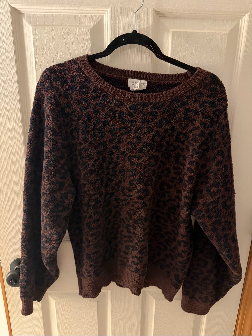 Softies Brown Leopard Crewneck Sweater